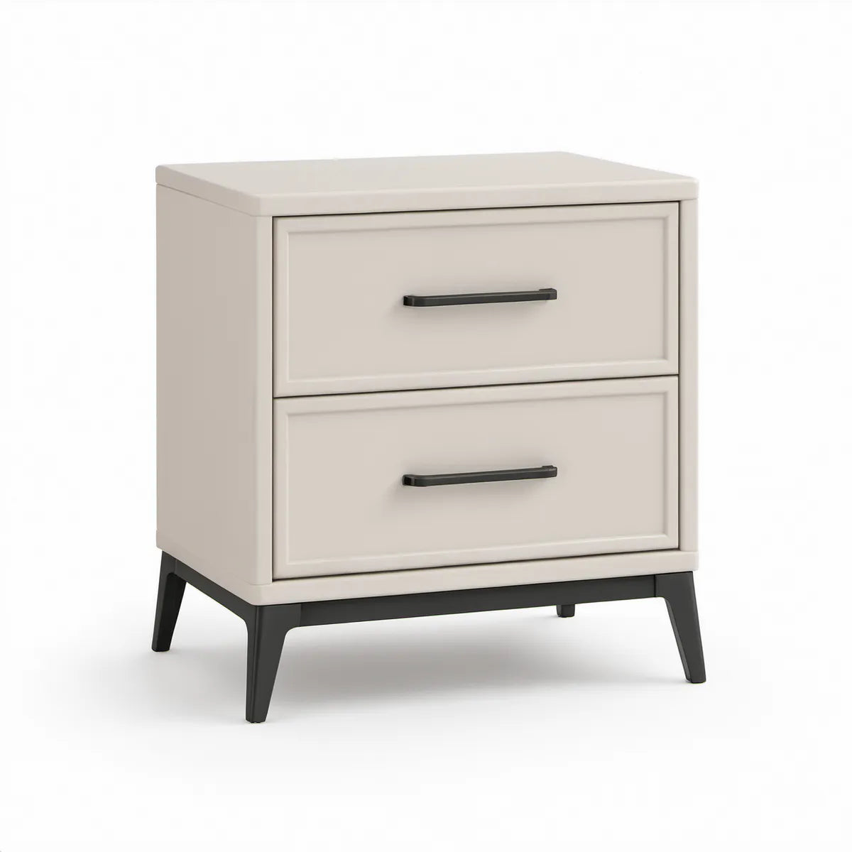 Noční stolek se 2 zásuvkami 50 x 40 x 55 cm, krémový/černý