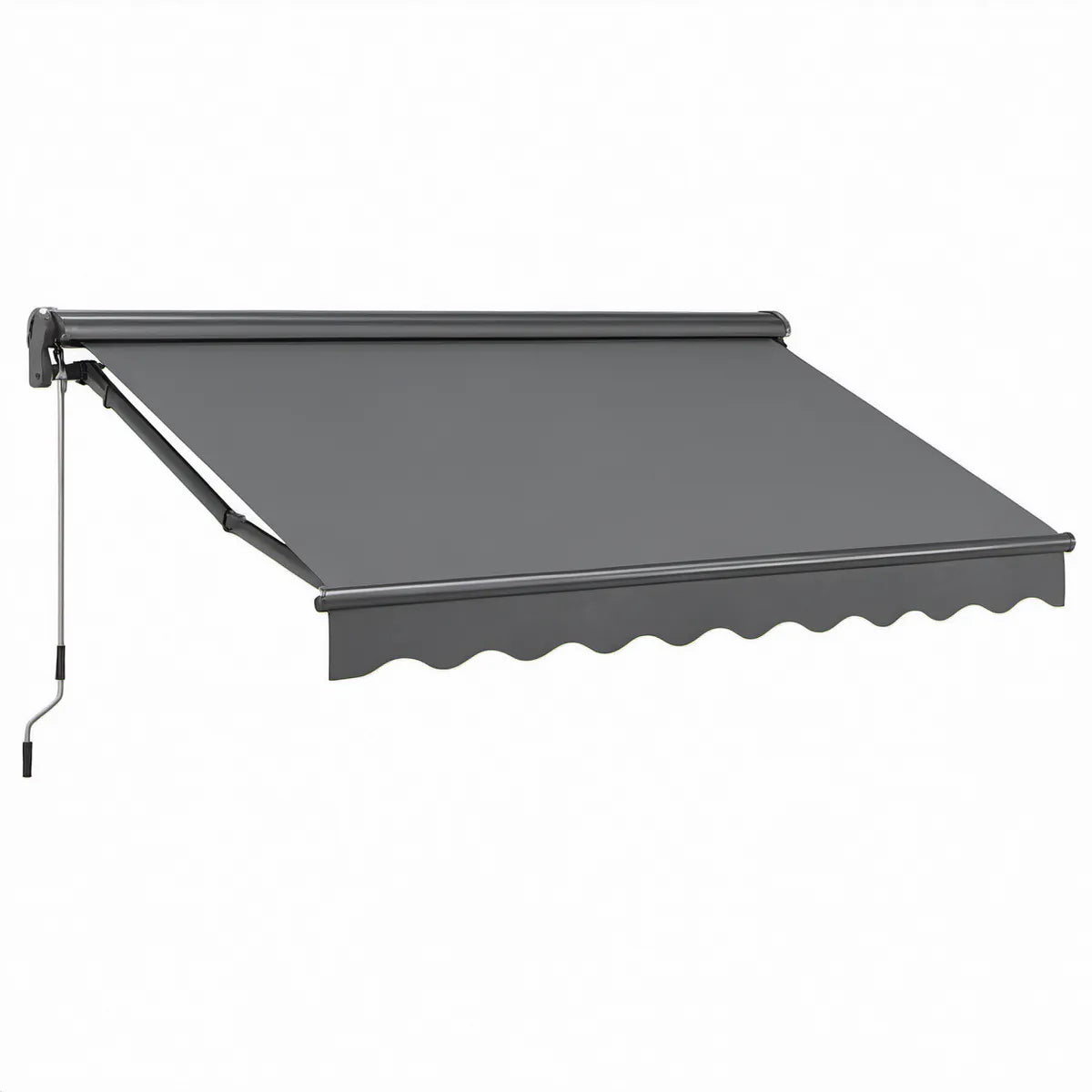Ruční výsuvná markýza z hliníku a polyesteru, šedá/černá, 300 × 250 cm