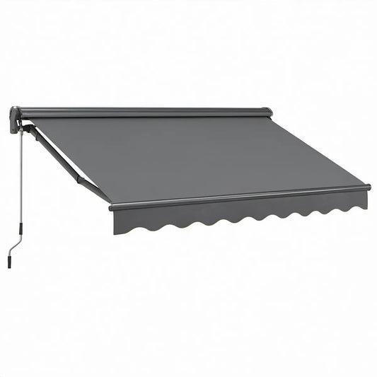 Ruční výsuvná markýza z hliníku a polyesteru, šedá/černá, 300 × 250 cm