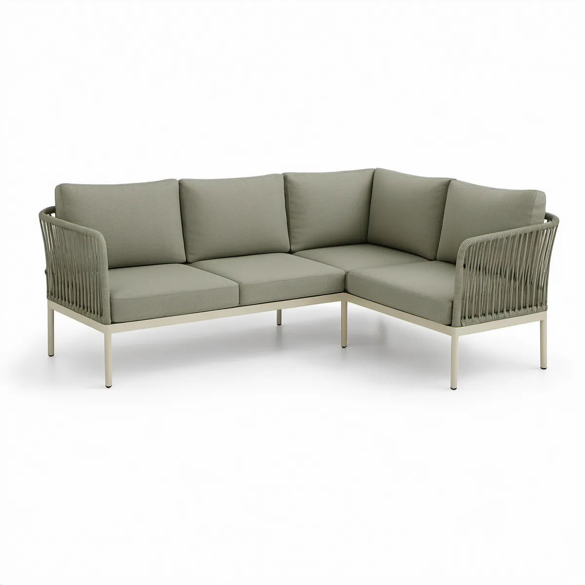 Rohová zahradní sedací souprava pro 3 osoby 220 × 170 × 78 cm, khaki/béžová